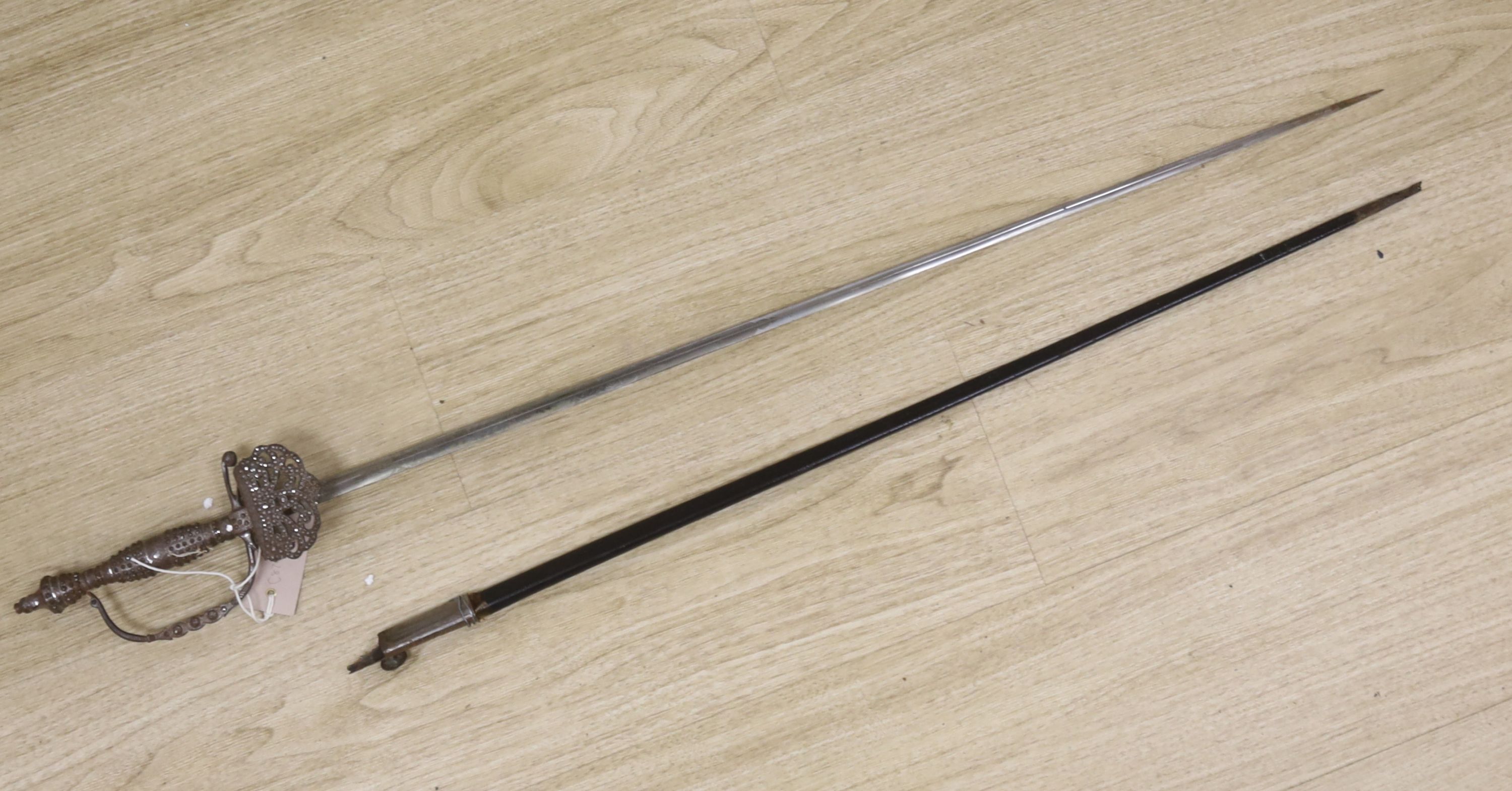 A 19th century cut steel handled dress sword, length 97cm